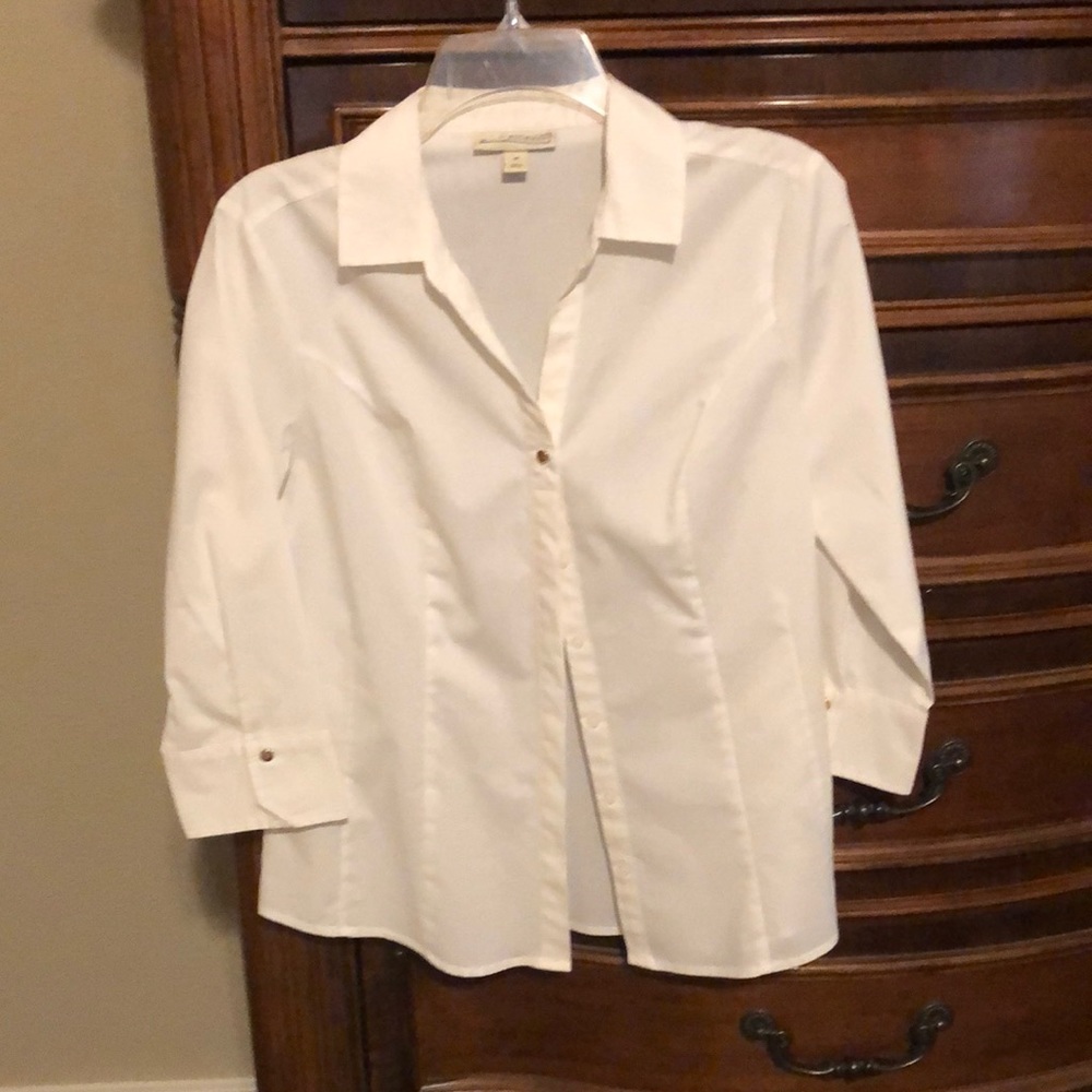White button down blouse
